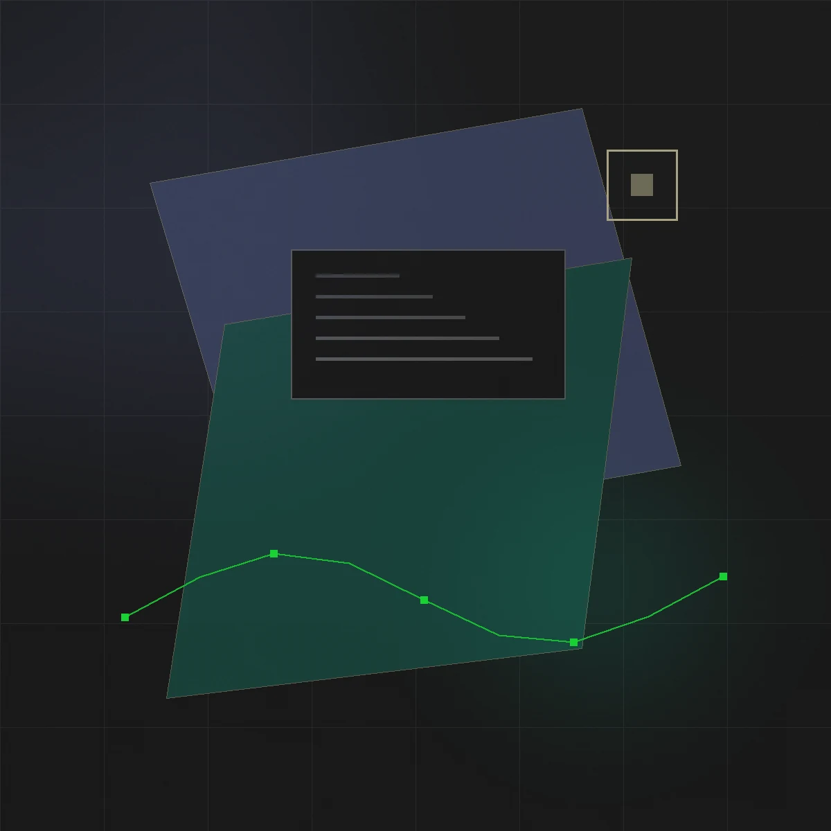 Connected workflow interface composition representing practical AI automation systems